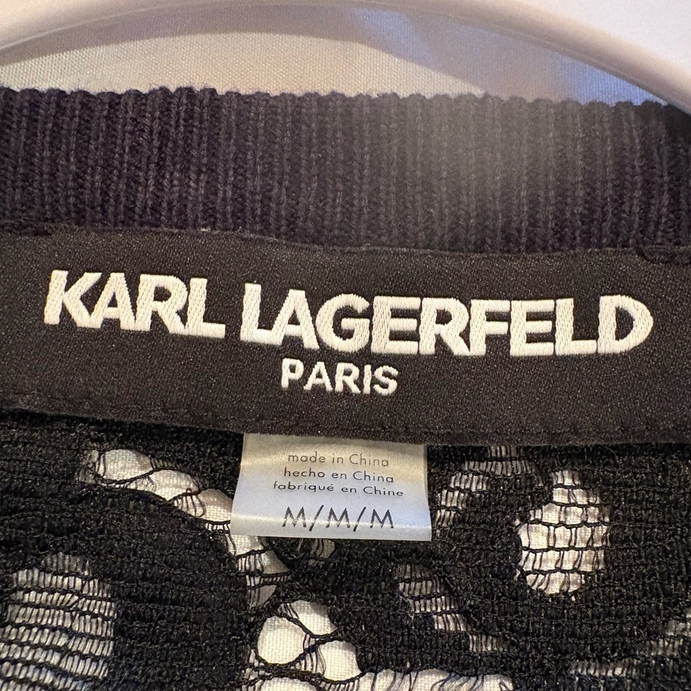 Karl Lagerfeld Paris women's cardigan pearl buttons ruffle detail lace back M - Picture 8 of 13